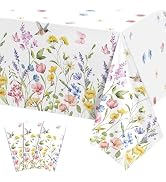 NatNarr 3 Pack Spring Floral Plastic Tablecloths, 54 X 108Inch Tea Party Tablecloth Disposable Ta...