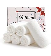 JEFFSUN Bamboo Wash Cloths for Face and Body, 13x13 inch XL White Face Towels, 6 Pack Silky Soft ...