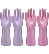 Bamllum Rubber Dishwashing Gloves - Household Cleaning Gloves for Washing Dishes with Cotton Lini...