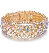 EVER FAITH Women's Round Austrian Crystal Elegant Bridal Stretch Bracelet
