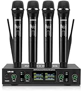 MIZISNR UHF Wireless Microphone Systems, 4 Channels Cordless Handheld Dynamic Karaoke Mic Set, Au...