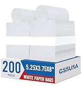 GSSUSA 200 Pack 5.25x3.75x8 Inch Small Paper Gift Bags with Handles Bulk, White Kraft Bag for Sma...