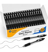 Enday Gel Pens Bulk (50 Pack) Ink Pens, Retractable Gel Pens 0.7mm Point Black Ink, Smooth Writin...