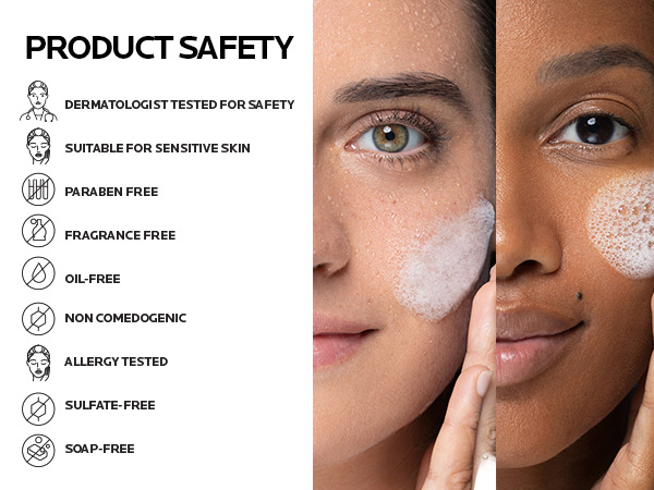 Dermatologist tested for safety, sensitive skin safe, Free from parabens oil & fragrance