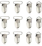 Demearly 12 PCS 1" & 1/2" Suspender Clips Metal Pacifier Clip Holder for Pacifiers DIY Baby Girl ...