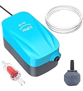 Pawfly Aquarium Air Pump with Airline Tubing and Check Valve Accessories for 3 - 20 Gallon Small ...