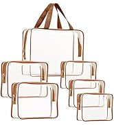 6Pcs Crystal Clear PVC Travel Toiletry Bag Kit for Women Men, Waterproof Vinyl Packing Organizer ...