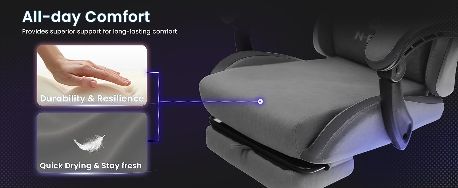 Ergonomic grey gaming chair lumbar support swivel home office computer desk