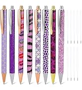 WY WENYUAN 8 Pcs Purple Sparkly Pens for Women - Cute Glitter Ballpoint Pens with 10 Refills, Ele...