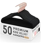 Smartor Kids Velvet Hangers 50 Pack, 14'' Inch Premium Non Slip Kids Felt Hangers for Closet, Spa...