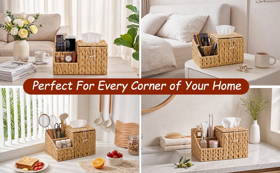Tissue Box Organizer for Bedroom Nightstand End Table