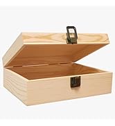 YXFZPAN Wooden Box with Hinged Lid - 8x6x3 Inch Natural Gift Box for Craft DIY Jewelry Boxes - Sm...