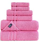 Hammam Linen Pink 6 Pack Bath Towels Sets Linen for Bathroom Original Turkish Cotton Soft, Absorb...