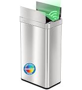 iTouchless 68 Liter / 18 Gallon Wings-Open Lid Sensor Kitchen Trash Can with Odor Filter, Dog-Pro...