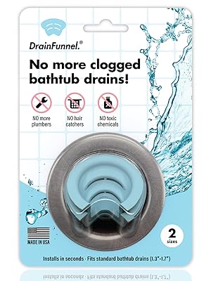 DrainFunnel, bathtub hair funnel, hair catcher alternative, clog prevention. drain insert