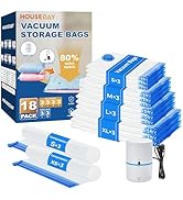 HOUSE DAY 18 Pack Vacuum Storage Bags with Electric Pump, Valve, Space Saver Vacuum Seal Bags for...