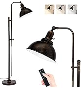 PARTPHONER Industrial Floor Lamp Adjustable, Rustic Farmhouse Reading Lamp in Aged Black Finish, ...