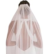 YAEISM 1 Tier Polka Dot Veil Elegant Long Wedding Veil for Bride White Dotted Cathedral Veil with...
