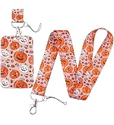 Beemorita Pumpkin ID Badge Holder Keychain - Cute Lanyard for Women Girls Teachers - Halloween Ae...