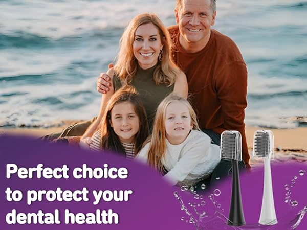 Replacement toothbrush heads for the whole family