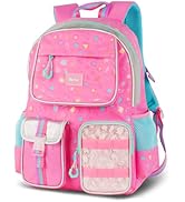 Hairao Girls School Backpack, Pink Leopard Print Bookbag with Adjustable Straps,Lightweight Water...