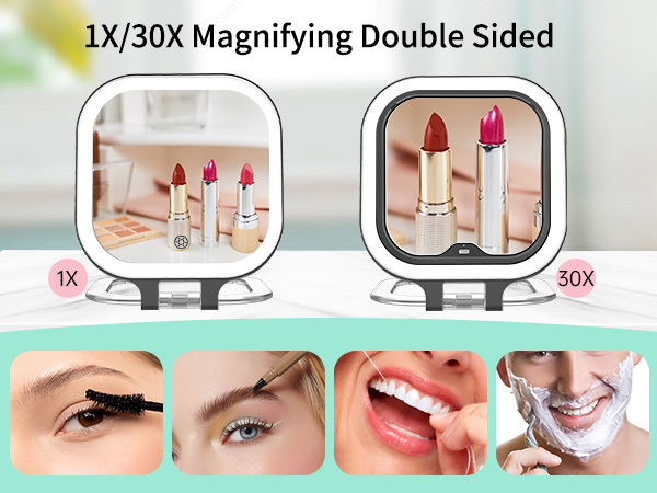 travel makeup mirror with lights and magnification