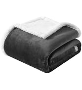COZYXWORLD Dark Grey Couch Throw Blanket, 480GSM Thick Warm Fuzzy Flannel Blankets, Reversible Pl...