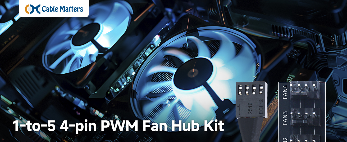 PC Case PWM Fan Hub (PC Fan Hub) 1-to-5 Way PC Fan Connector Adapter