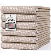 Homaxy Premium Kitchen Towels 18"x28", 6 Pack Large Cotton 380 GSM Dish Towels, Highly Absorben Y...