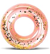 CoTa Global Inflatable Pool Float Tube Confetti 36 Inches Premium Swim Ring Heavy Duty Vinyl Flot...