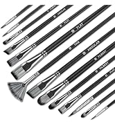 Paint Brushes 14PCS Set - Bougimal Professional Wood Paint Brush for Acrylic/Watercolor/Oil Paint...