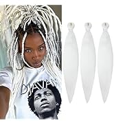 WacanDan White Braiding Hair Pre stretched 16 Inch 3 Packs, Professional Soft Yaki Texture Long B...