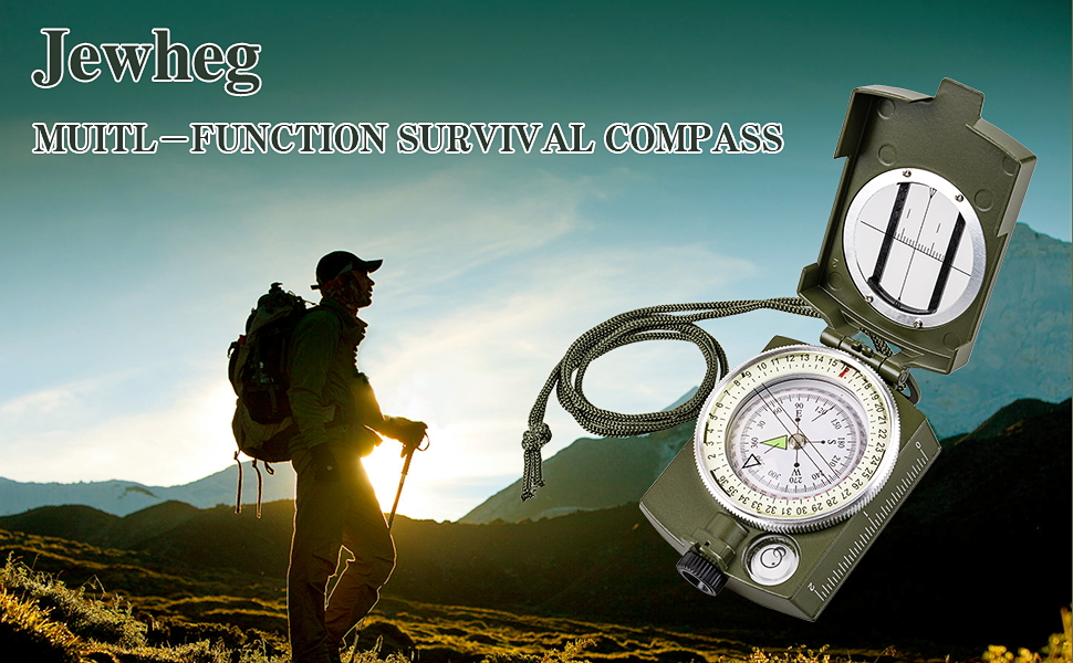 Compass, Hiking Compass for Survival Waterproof Durable and Pocket-Sized