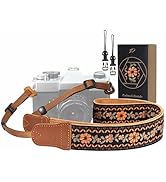 Padwa Lifestyle Embroidered Floral Camera Strap - 1.5" Crazy Horse Cowhide Ends Camera Straps for...