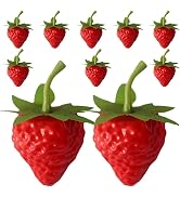 ZGLUZP 10 Pcs Red Lifelike Fake Strawberry, Plastic Simulation Strawberry, Artificial Fruits Deco...