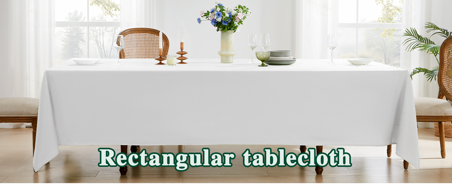 white rectangle tablecloths