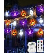 Halloween String Lights, 3D Pumpkin Bat Ghost Fairy Lights Battery Operated with Remote, 30LED Tw...