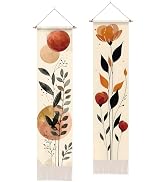 NYZE 2 Pack Vertical Wall Tapestry with Tassels, Vintage Boho Long Hanging Tapestries for Bedroom...