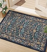 DUKINO 2x3 Entryway Rug, Floral Washable Area Rug with Non Slip Indoor Door Mat, Vintage Low Pile...
