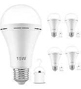 garageangle 4Pack Rechargeable Emergency 15W LED Light Bulb,Battery LED Bulbs Light 150W Equivale...
