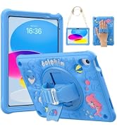 ProCase Kids Case for iPad A16 11th/10th Gen, Shockproof Cover -Dolphin | Cute 3-Layer Heavy-Duty...