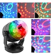 ENUOLI Disco Ball Lights Sound Activated Battery Powered/USB Plug in Portable 7 Color RBG Rotatin...