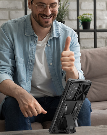 Samsung s22 ultra case with built in vertical stand - free your hands