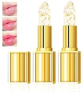 cuoct Transferproof Color Changing Lipstick, Clear Gold Crystal Colors Changing Lipsticks for Wom...