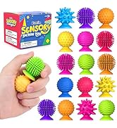 Sensory Fidget Toys Kids Adults: 16 Pack Textured Suction Toys for Autism Kids Calming - Quiet An...