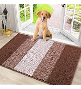 Smiry Dog Door Mat for Muddy Paws, Absorbs Moisture and Dirt, Low-Profile Entryway Mat with Non-S...
