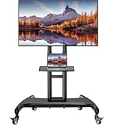 Perlegear Rolling TV Stand for 32-82 Inch Flat/Curved LED/LCD/OLED TVs, Outdoor Mobile TV Carts o...