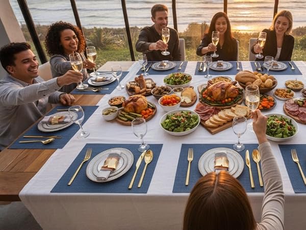 blue placemats