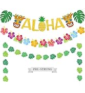 PatiCool Hawaiian Aloha Party Banner Decorations, Pre-Strung Luau Banner Sign, NO-DIY Aloha Banne...