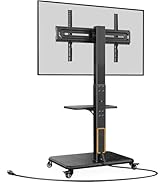 Perlegear Mobile TV Stand with Power Outlet, Tilt & Swivel Rolling TV Stand for 32-75 inches TVs ...